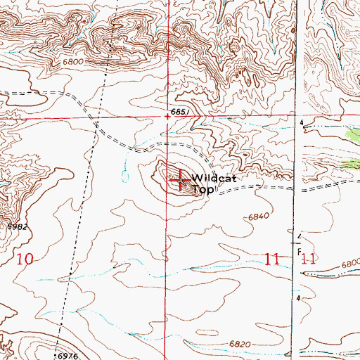 Topographic Map of Wildcat Top, WY