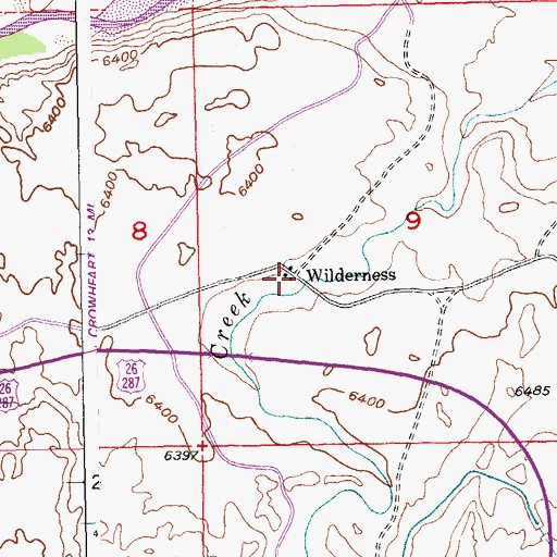 Topographic Map of Wilderness, WY