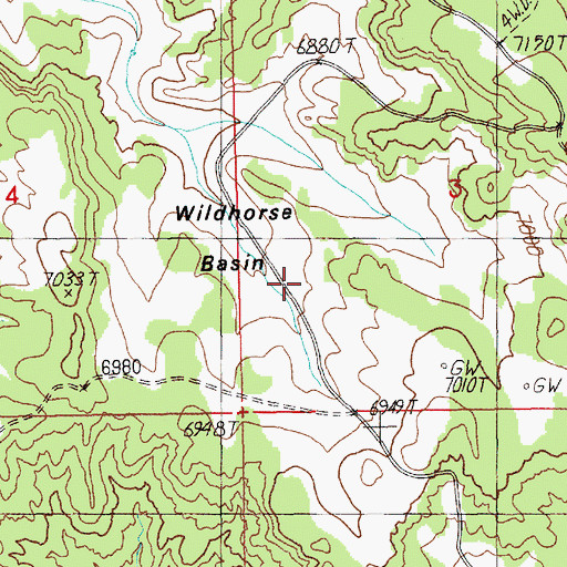 Topographic Map of Wildhorse Basin, WY