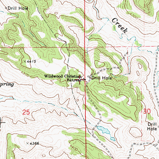 Topographic Map of Wildwood Christian Retreat, WY