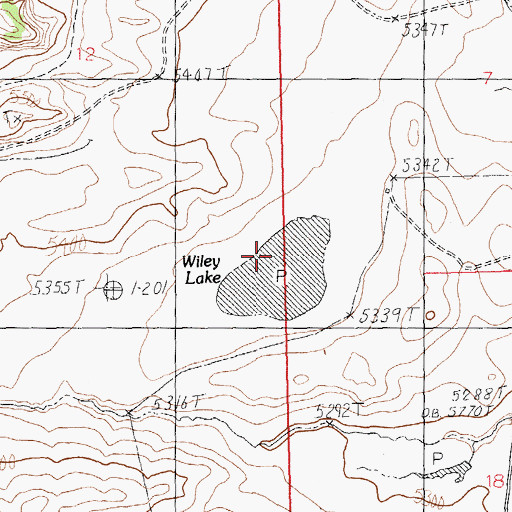 Topographic Map of Wiley Lake, WY