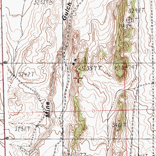 Topographic Map of Wiley Mine, WY