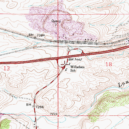 Topographic Map of Willadsen School, WY