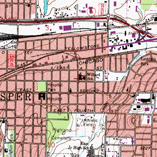 Topographic Map of Willard Elementary School, WY