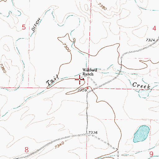 Topographic Map of Willford Ranch, WY