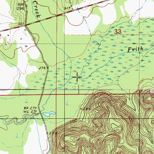 Topographic Map of Frith Branch, AL