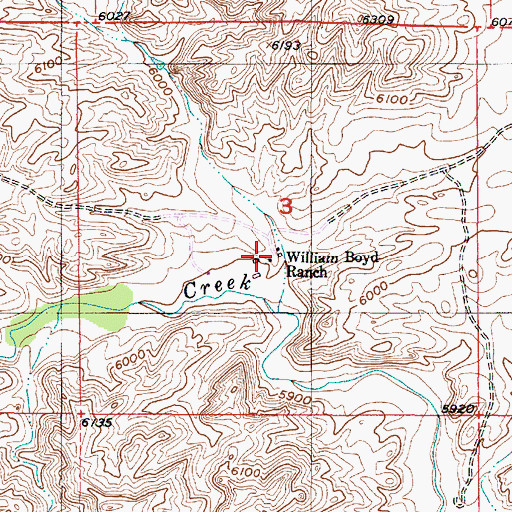 Topographic Map of William Boyd Ranch, WY