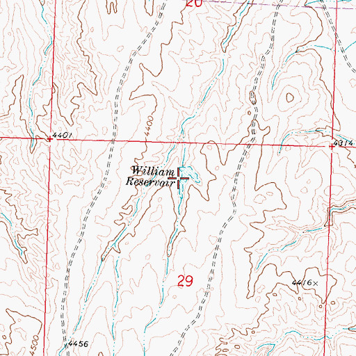 Topographic Map of William Reservoir, WY