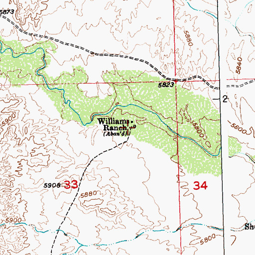 Topographic Map of Williams Ranch, WY