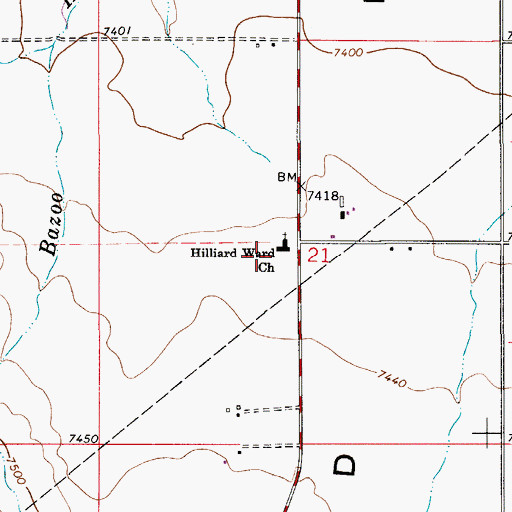 Topographic Map of Williard Ward Church, WY