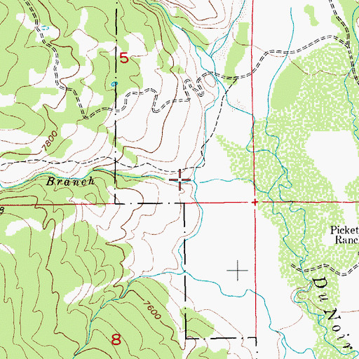 Topographic Map of Willow Branch, WY