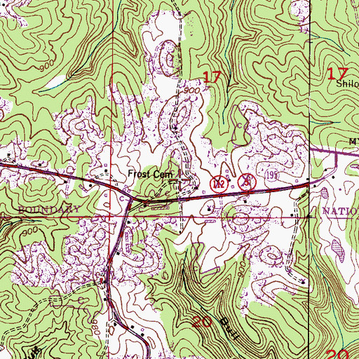 Topographic Map of Frost Cemetery, AL