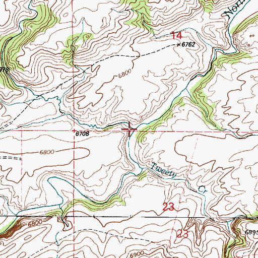 Topographic Map of Willow Creek, WY