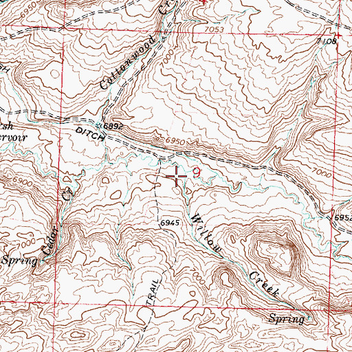Topographic Map of Willow Creek, WY