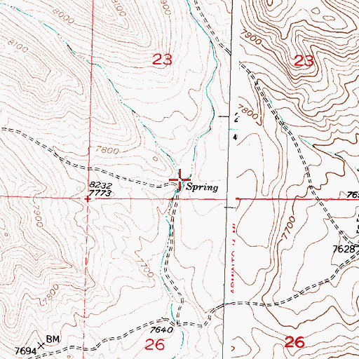 Topographic Map of Willow Creek, WY