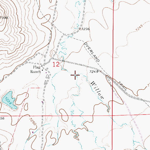 Topographic Map of Willow Creek, WY