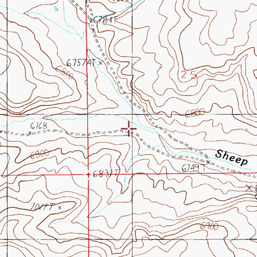 Topographic Map of Willow Creek, WY