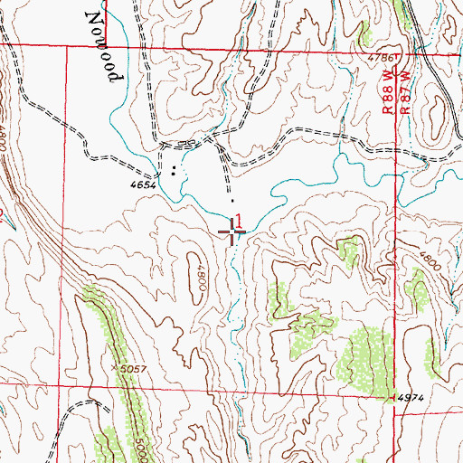 Topographic Map of Willow Creek, WY