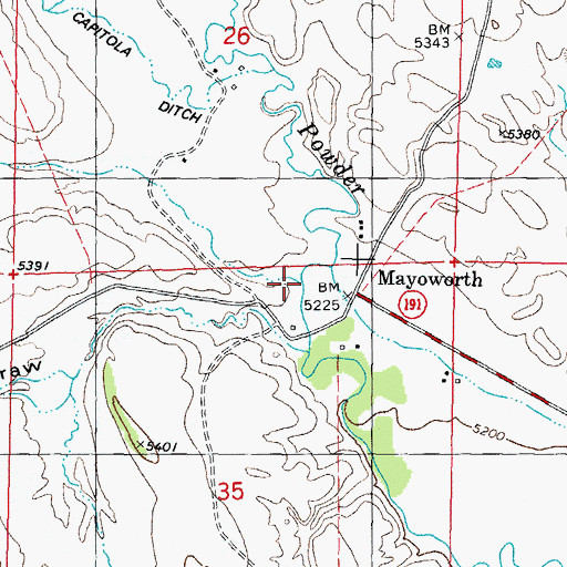 Topographic Map of Willow Creek, WY