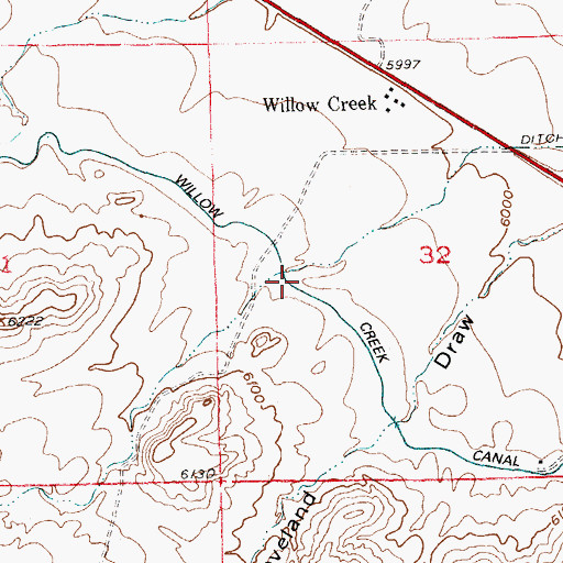 Topographic Map of Willow Creek Canal, WY
