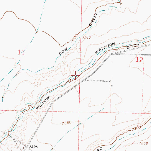 Topographic Map of Willow Ditch, WY
