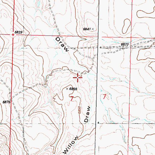 Topographic Map of Willow Draw, WY