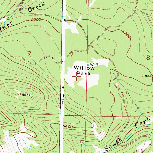 Topographic Map of Willow Park, WY