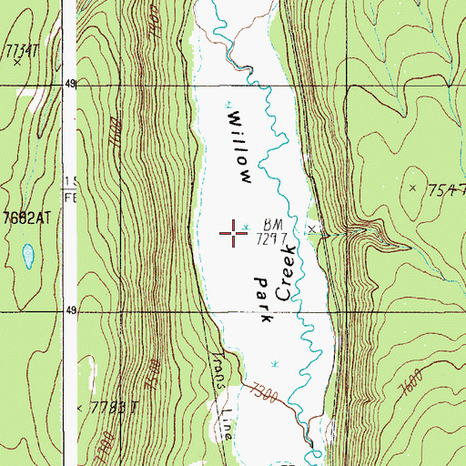 Topographic Map of Willow Park, WY