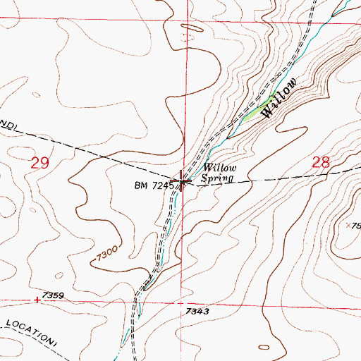 Topographic Map of Willow Spring, WY