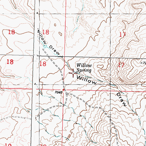 Topographic Map of Willow Spring, WY