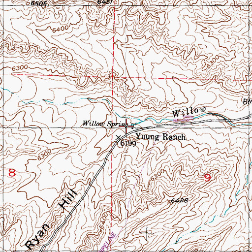 Topographic Map of Willow Spring, WY