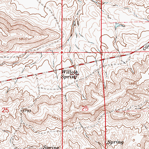 Topographic Map of Willow Spring, WY