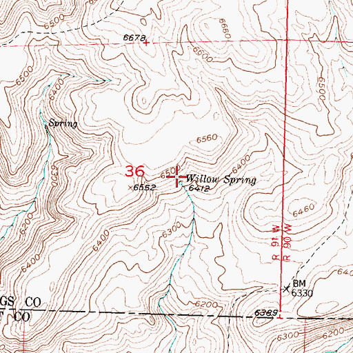 Topographic Map of Willow Spring, WY