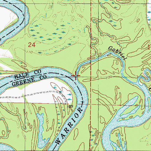 Topographic Map of Gabriel Creek, AL