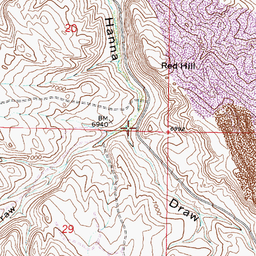 Topographic Map of Willow Spring Draw, WY