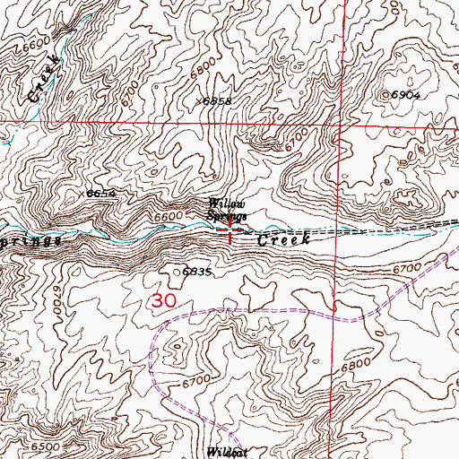 Topographic Map of Willow Springs, WY