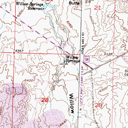 Topographic Map of Willow Springs, WY