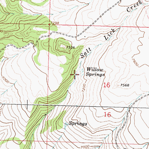Topographic Map of Willow Springs, WY