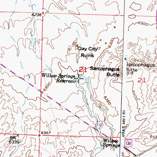 Topographic Map of Willow Springs Reservoir, WY
