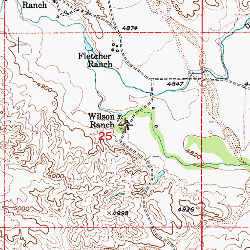 Topographic Map of Wilson Ranch, WY