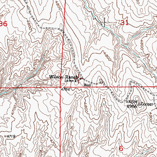 Topographic Map of Wilson Ranch, WY