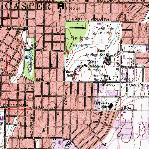Topographic Map of Wilson School, WY