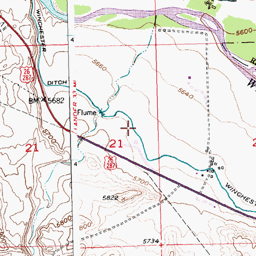 Topographic Map of Winchester Ditch, WY