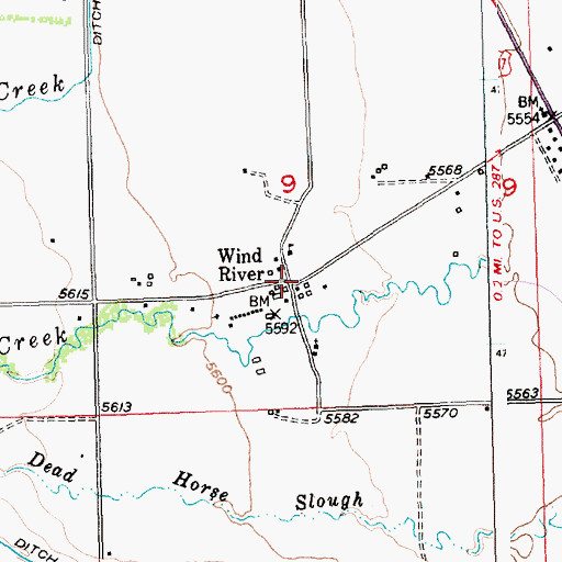 Topographic Map of Wind River, WY