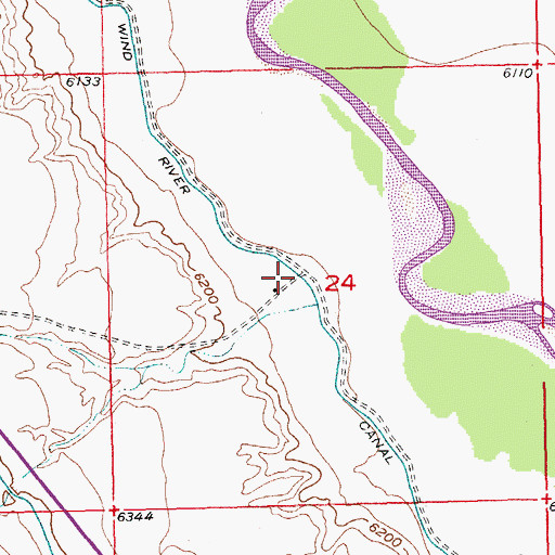 Topographic Map of Wind River Canal, WY