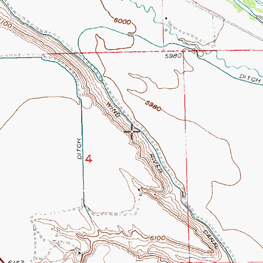 Topographic Map of Wind River Canal, WY