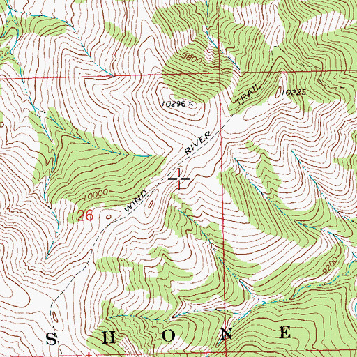 Topographic Map of Wind River Trail, WY