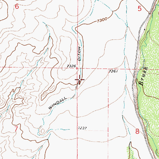 Topographic Map of Windall Ditch, WY