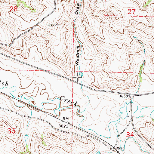 Topographic Map of Windmill Draw, WY