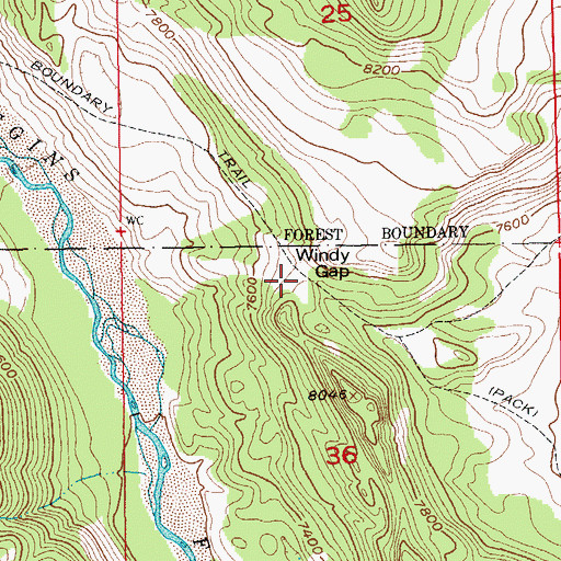 Topographic Map of Windy Gap, WY